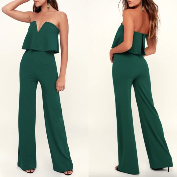 Lulus Pants - NWOT Lulu's Power of Love Strapless Jumpsuit in Emerald Green Sz. S